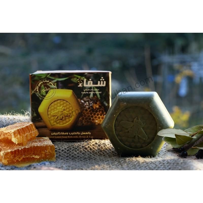 SAVON D'ALEP NATUREL À L'HUILE DE LAURIER & AU MIEL – Image 2