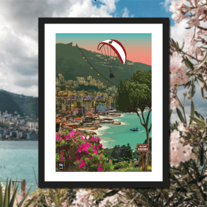 Jounieh Coucher de soleil | Parapente Jounieh | Beyrouth Liban | Impression d'art libanaise | format A4 | Beyrouth | بيروت | Affiche du Liban